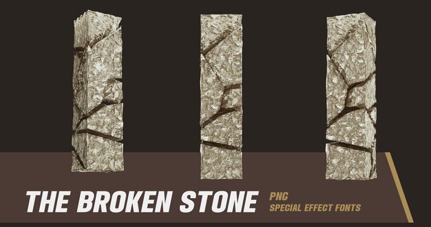 PSD 3d stone style series multi view letra i