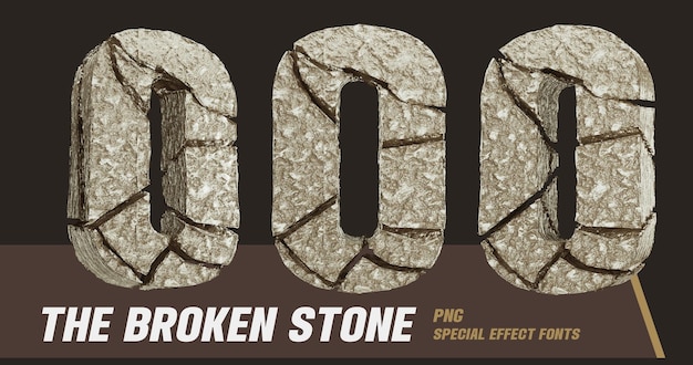 PSD 3d stone style series multi view lettre o