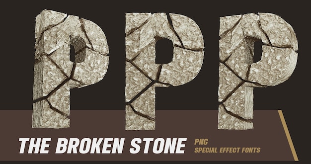 PSD 3d stone style series multi view lettre p