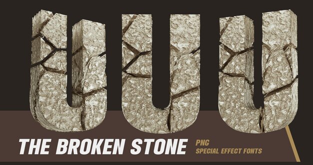 PSD 3d stone style series multi view lettre u