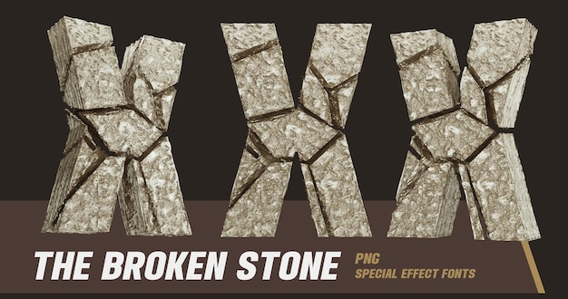 PSD 3d stone style series multi view lettre x