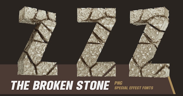 PSD 3d stone style series multi view lettre z