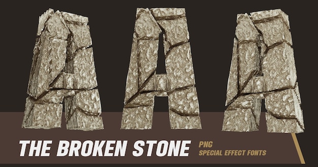 PSD 3d stone style series multi view lettre a