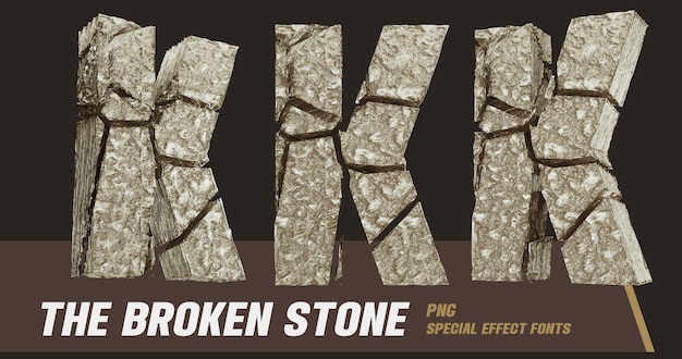 PSD 3d stone style series multi vista letra k