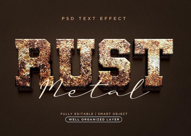 3d style rust text effect