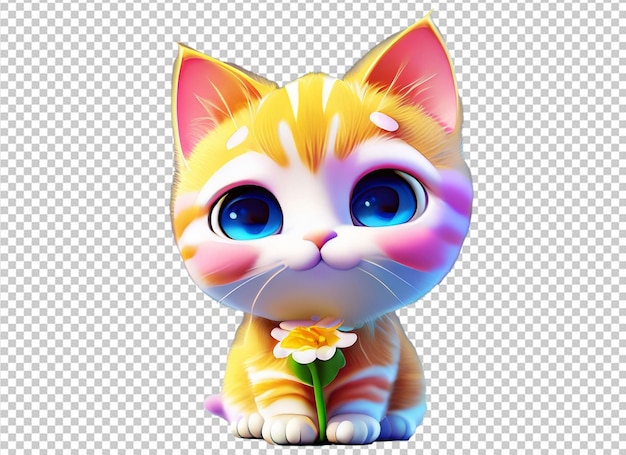 3d süße katze mit blume