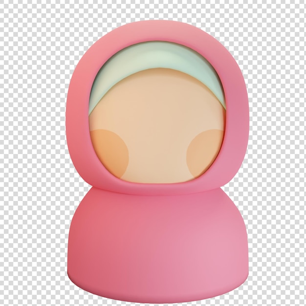 3D süßer gesichtsloser muslimischer Mädchen-Avatar in rosa Hijab