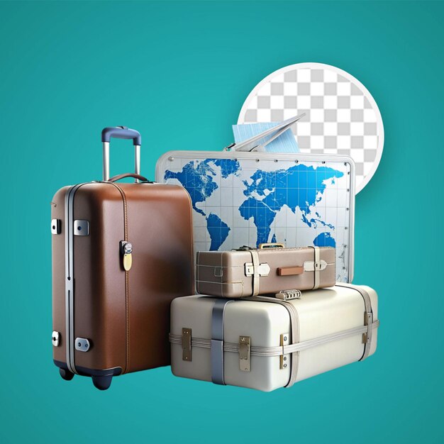 PSD 3d suitcase isolated on transparent background