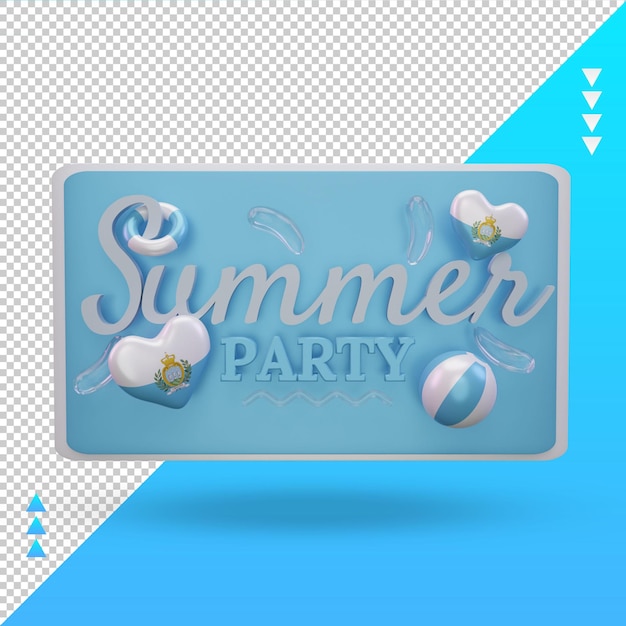 3d summer party day love san marino flag rendering vista frontal