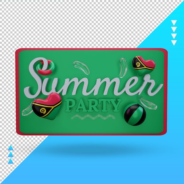 3d Summer party day love Vanuatu flag rendering vista frontal
