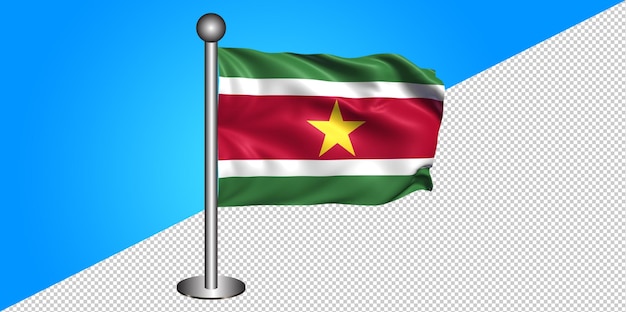 3d-suriname-flaggensymbol - abzeichen png - transparenter hintergrund