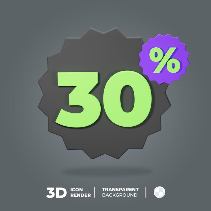 PSD 3d-symbol 30 prozent rabatt