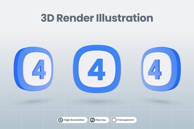 3d-symbol abbildung nummer 4 vier isoliert