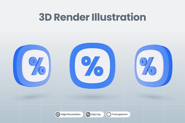 3d-symbol abbildung prozentzeichen isoliert