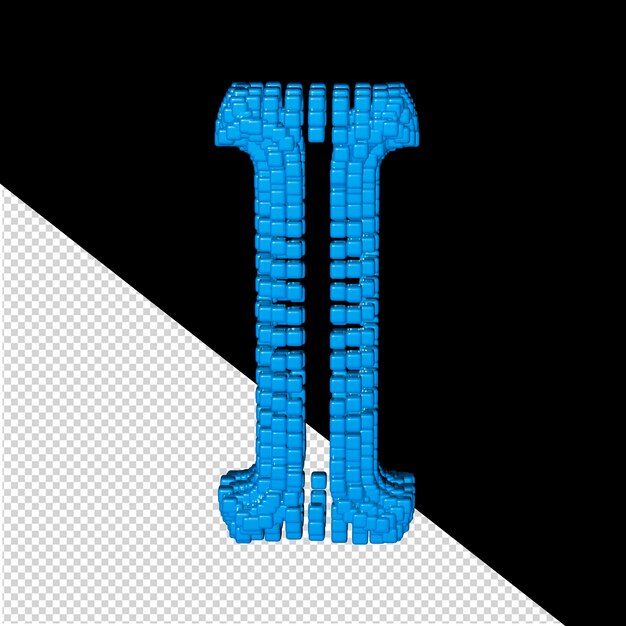 PSD 3d-symbol aus blauen würfeln buchstabe i