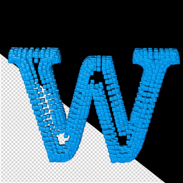 PSD 3d-symbol aus blauen würfeln buchstabe w