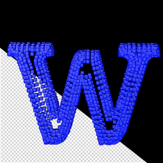 3d-symbol aus blauen würfeln buchstabe w