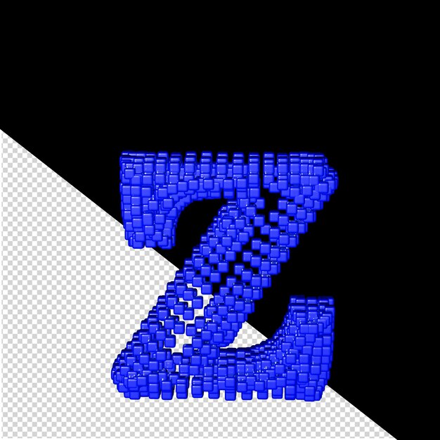 PSD 3d-symbol aus blauen würfeln, buchstabe z