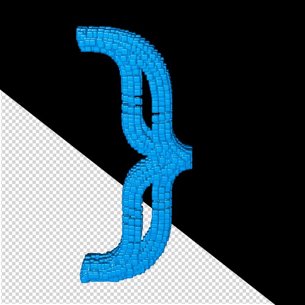 3d-symbol aus blauen würfeln