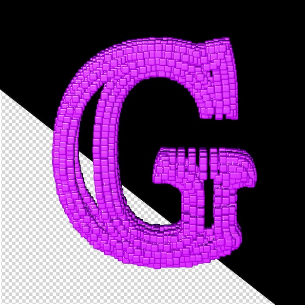 3d-symbol aus lila würfeln buchstabe g