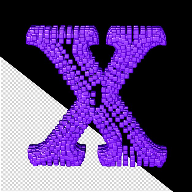 PSD 3d-symbol aus lila würfeln buchstabe x