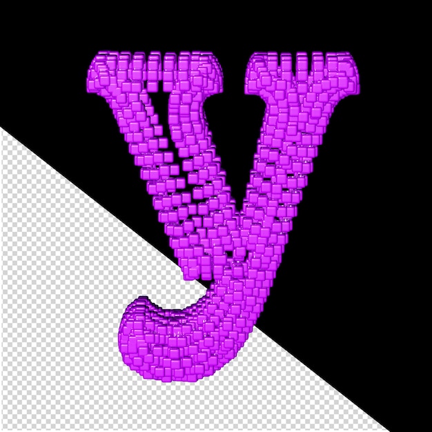 3d-symbol aus lila würfeln, buchstabe y