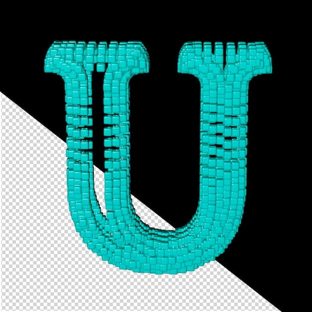 PSD 3d-symbol aus mentholwürfeln buchstabe u