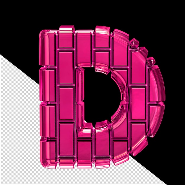 PSD 3d-symbol aus rosa vertikalen ziegeln, buchstabe d