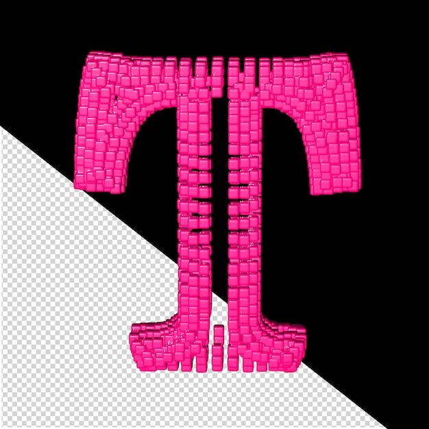 3d-symbol aus rosa würfeln buchstabe t