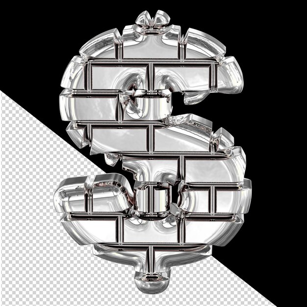 3D-Symbol aus silbernen Ziegeln