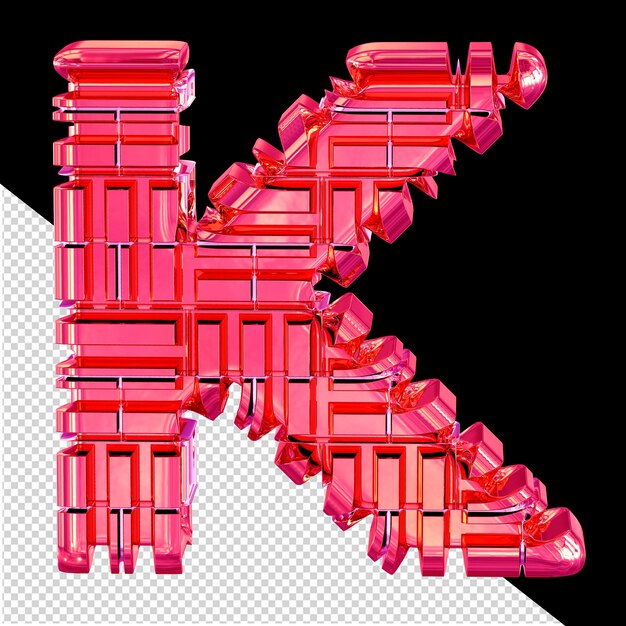 PSD 3d-symbol aus transformiertem rosa buchstaben k