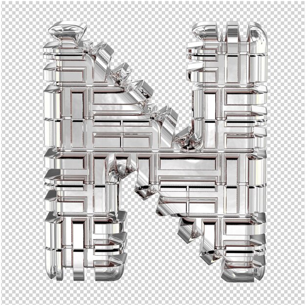 PSD 3d-symbol aus transformiertem silberbuchstabe n