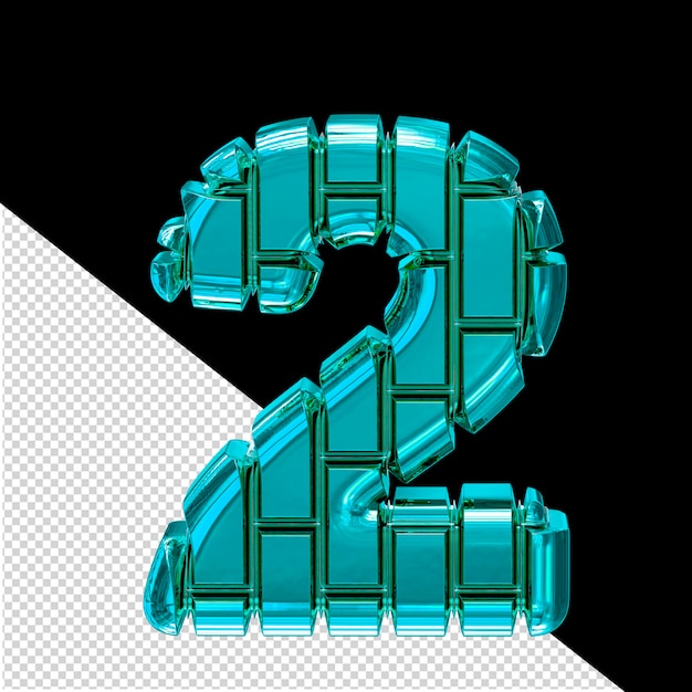 3D-Symbol aus türkisfarbenen vertikalen Steinen Nummer 2