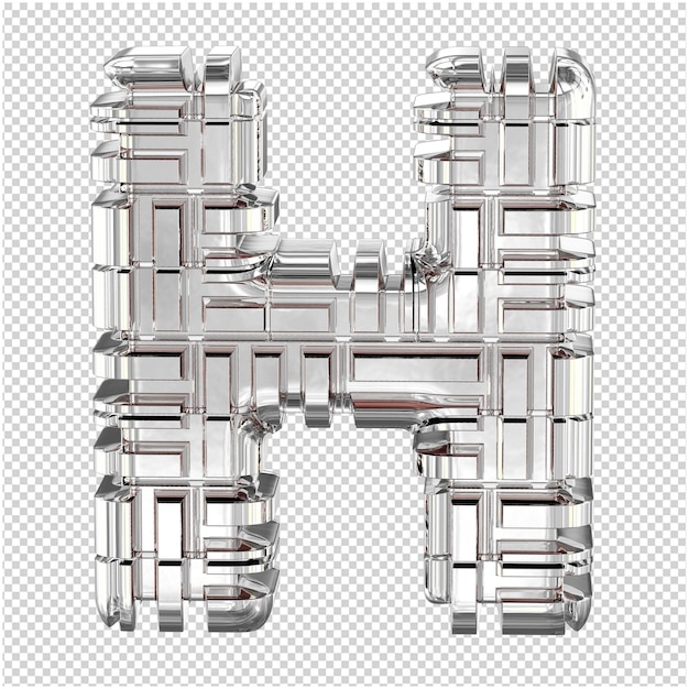 PSD 3d-symbol aus umgewandeltem silberbuchstabe h