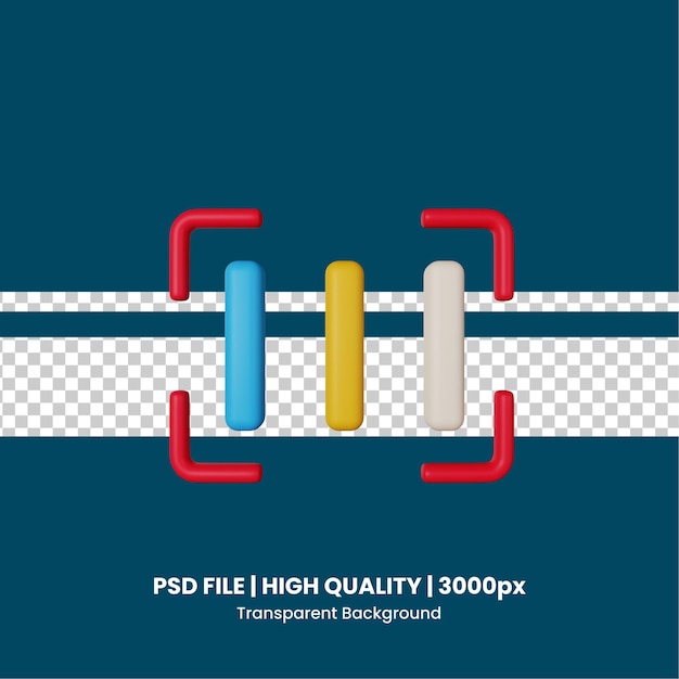 PSD 3d-symbol-barcode isoliert auf dem transparenten hintergrund