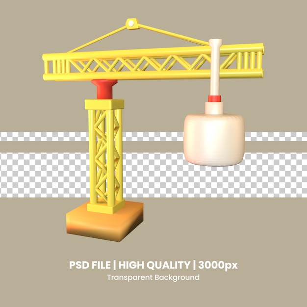 PSD 3d-symbol baukran isoliert auf dem transparenten hintergrund gerendert