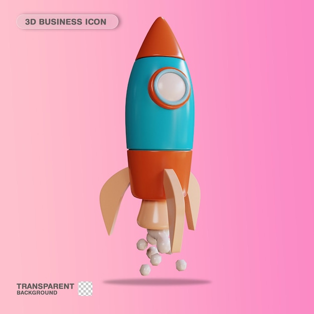 3d-symbol business rocket startet startup für website-landing-page-banner-marketing-quelle