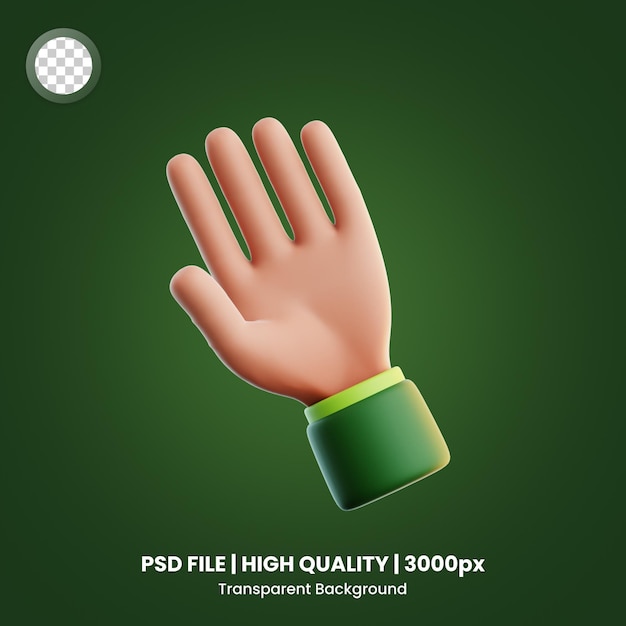 3D-Symbol, das mit der Hand winkt