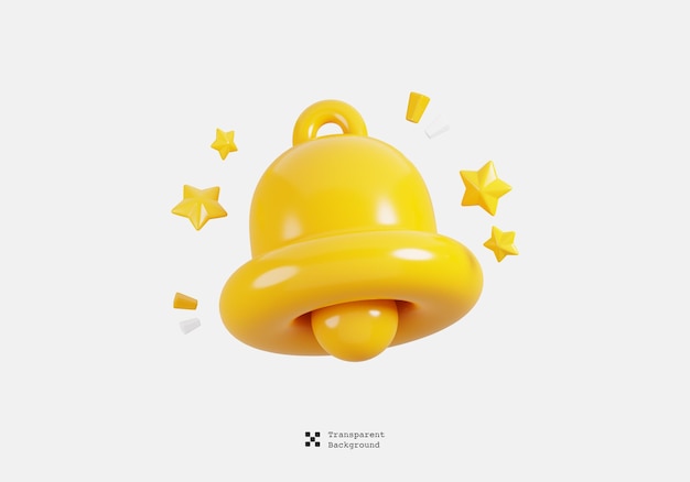 3D-Symbol der Klingelbenachrichtigung mit einem kleinen isolierten Stern