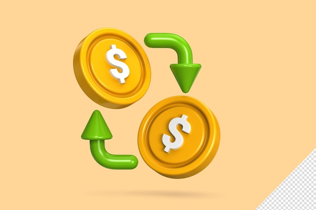3D-Symbol des Konzepts des Geldmünzenzyklus