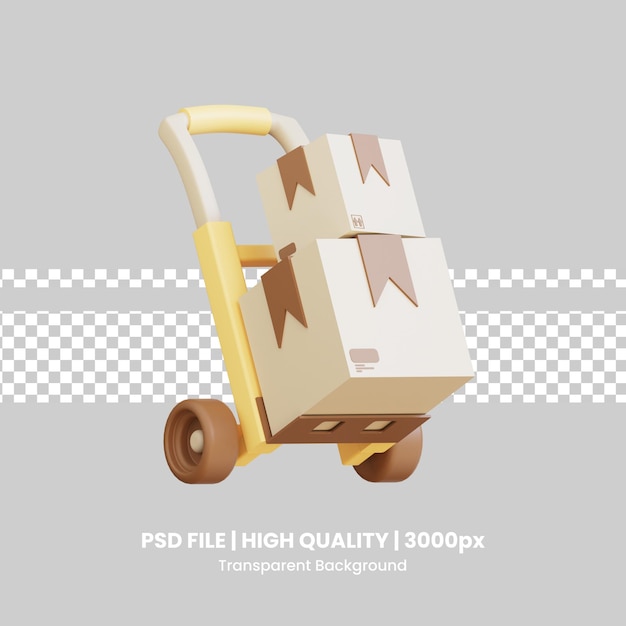 PSD 3d-symbol des trolley-pakets