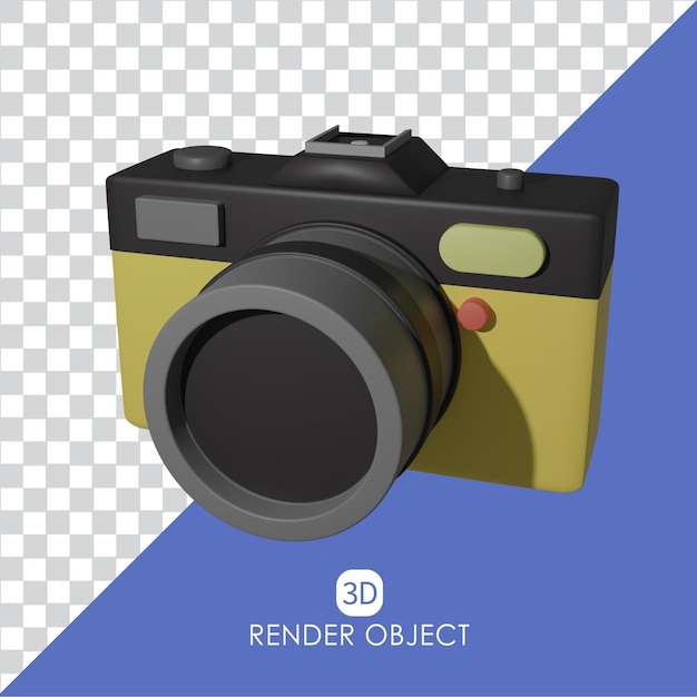 3d-symbol dslr-kamera gelb schwarz rechte seitenansicht illustration