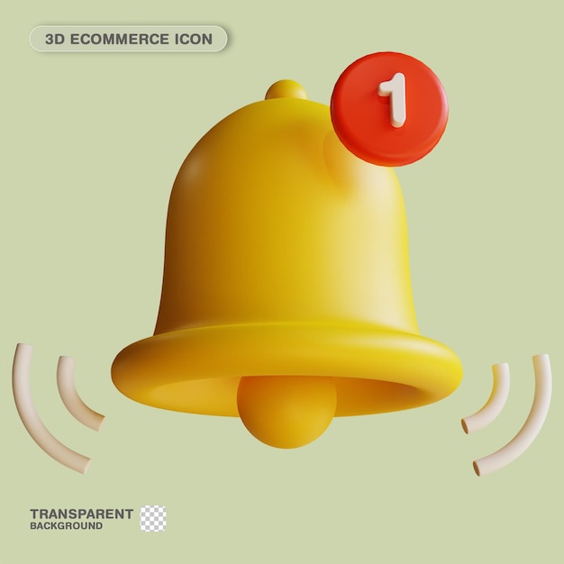 3D-Symbol E-Commerce-Benachrichtigung Golden Bells für Website-Landing-Page-Banner-Marketing-Quelle