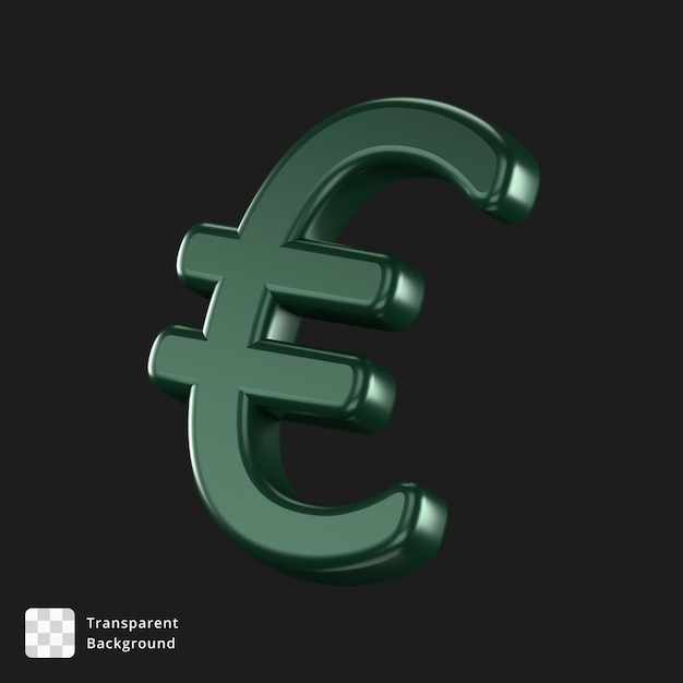 PSD 3d-symbol eines grünen euro-zeichens