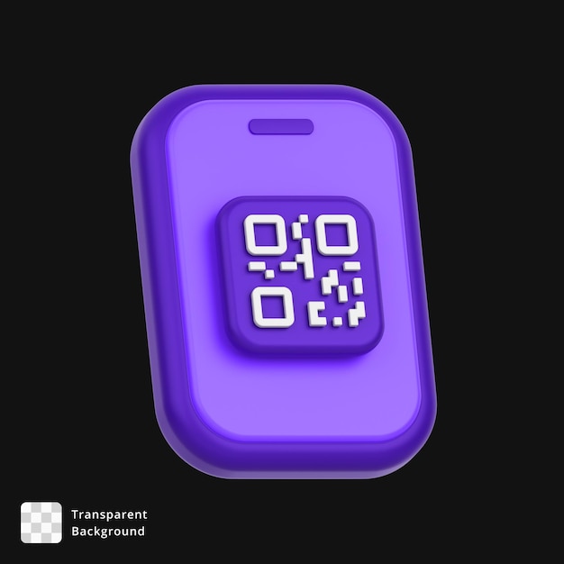 3D-Symbol eines QR-Codes auf einem Mobiltelefon