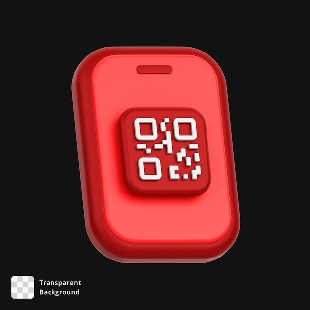 3D-Symbol eines QR-Codes auf einem Mobiltelefon