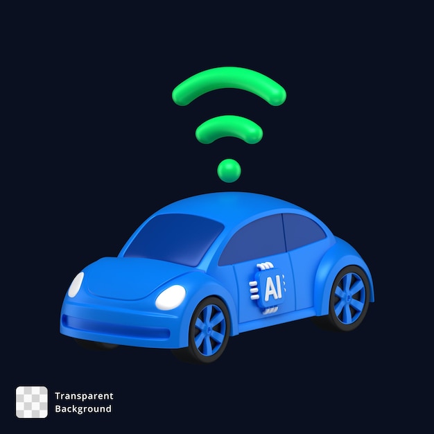 3D-Symbol eines von KI gesteuerten Smart-Autos