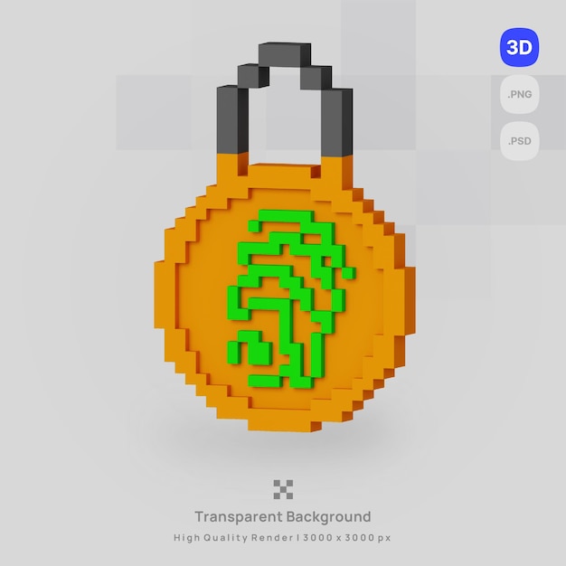 PSD 3d-symbol fingerabdruck-internet-sicherheits-voxel-illustrationskonzept-symbol