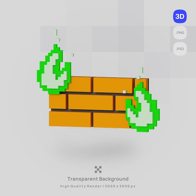 PSD 3d-symbol firewall-internet-sicherheits-voxel-illustrationskonzept-symbol