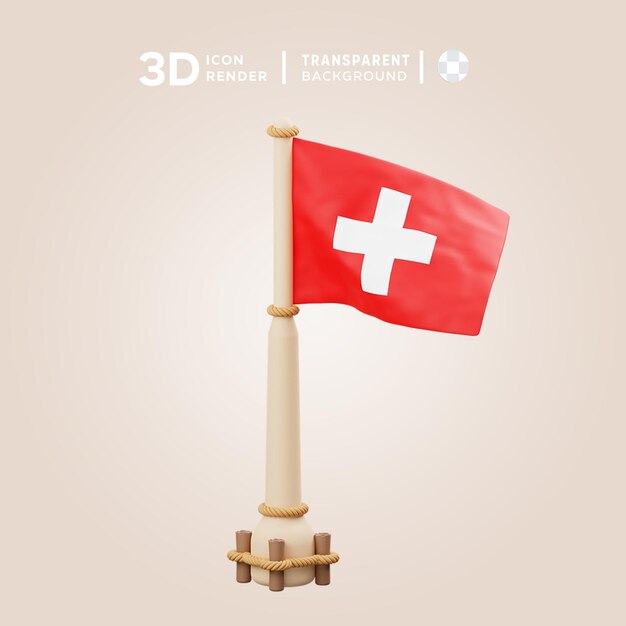 PSD 3d-symbol für die schweizer flagge